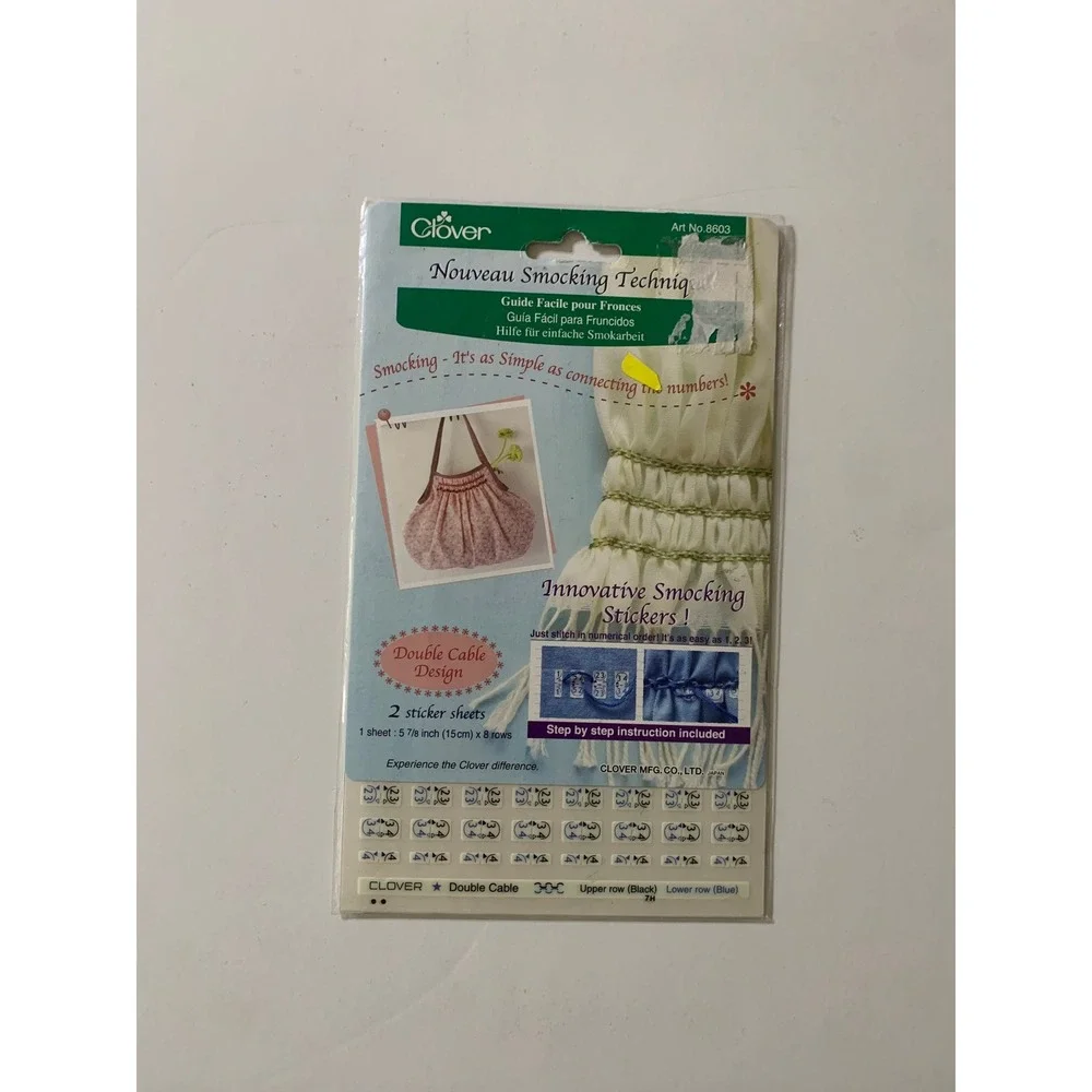 NWT‎ Clover 8603 Innovative Smocking Stickers Double Cable Design 2 Sheets